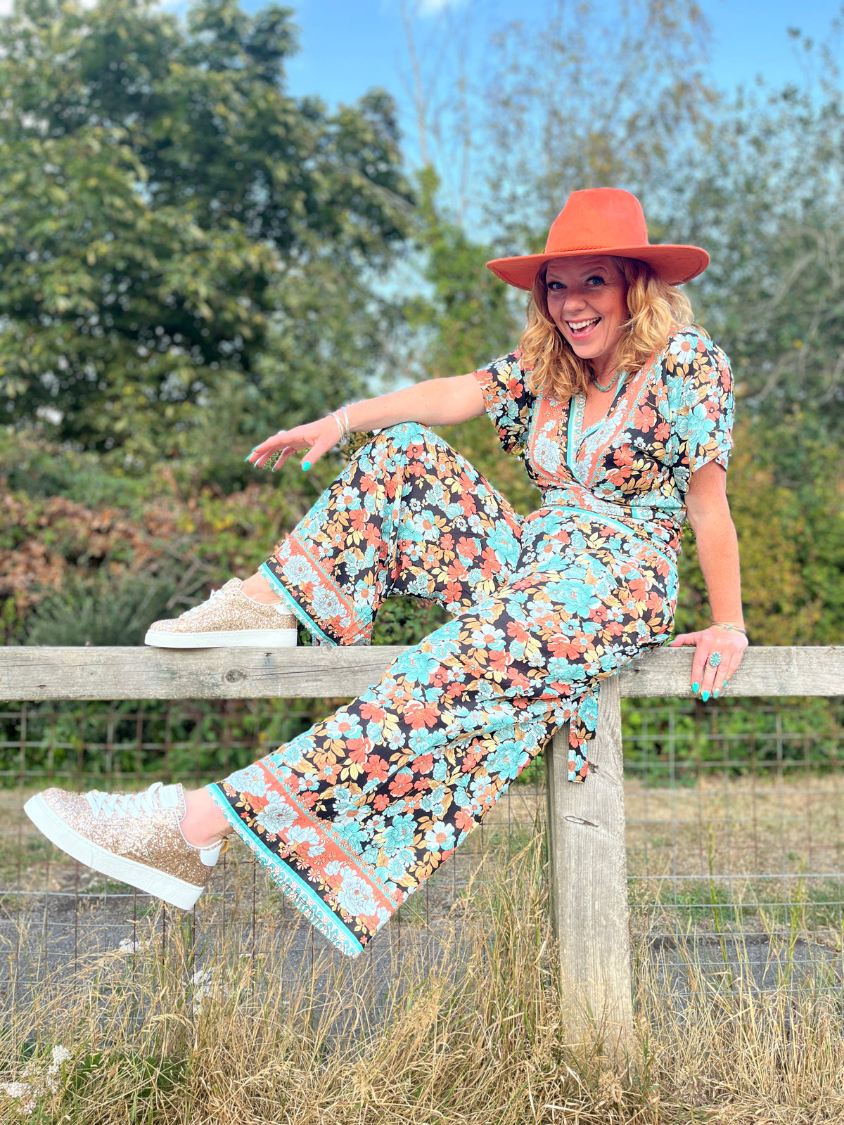 Peony Floral Wide Pant - Boho Buffalo Accessories