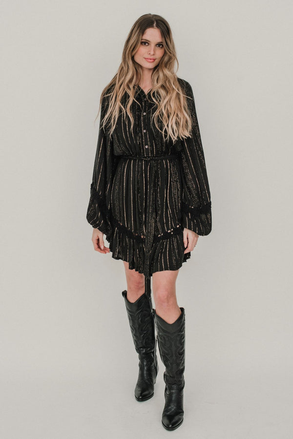 Black Boho Dress M/L