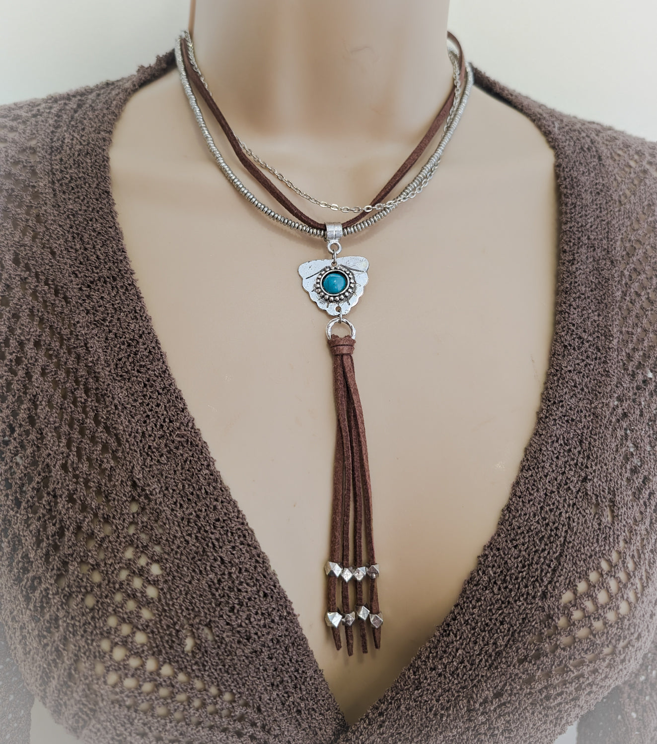 Shield Tassel Layer Necklace - Boho Buffalo Accessories