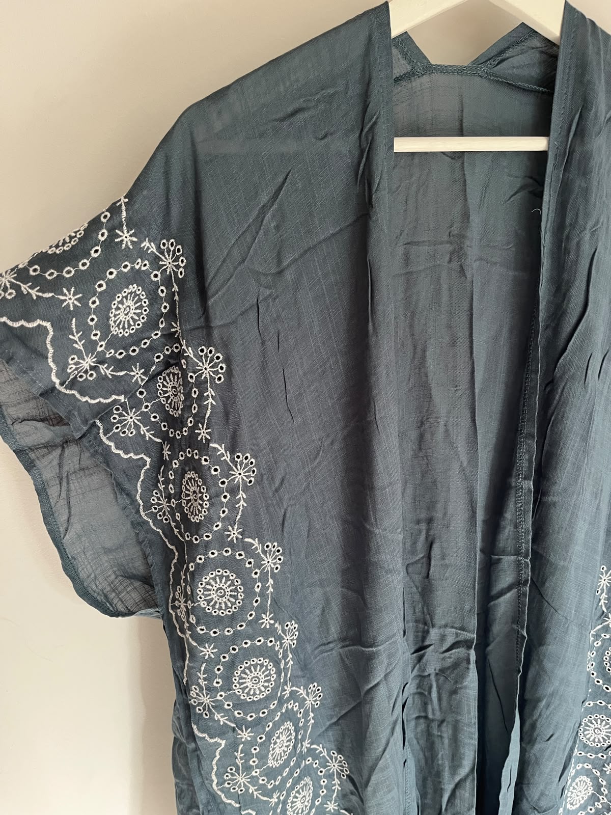 Steele Blue Floral Kimono (OS)