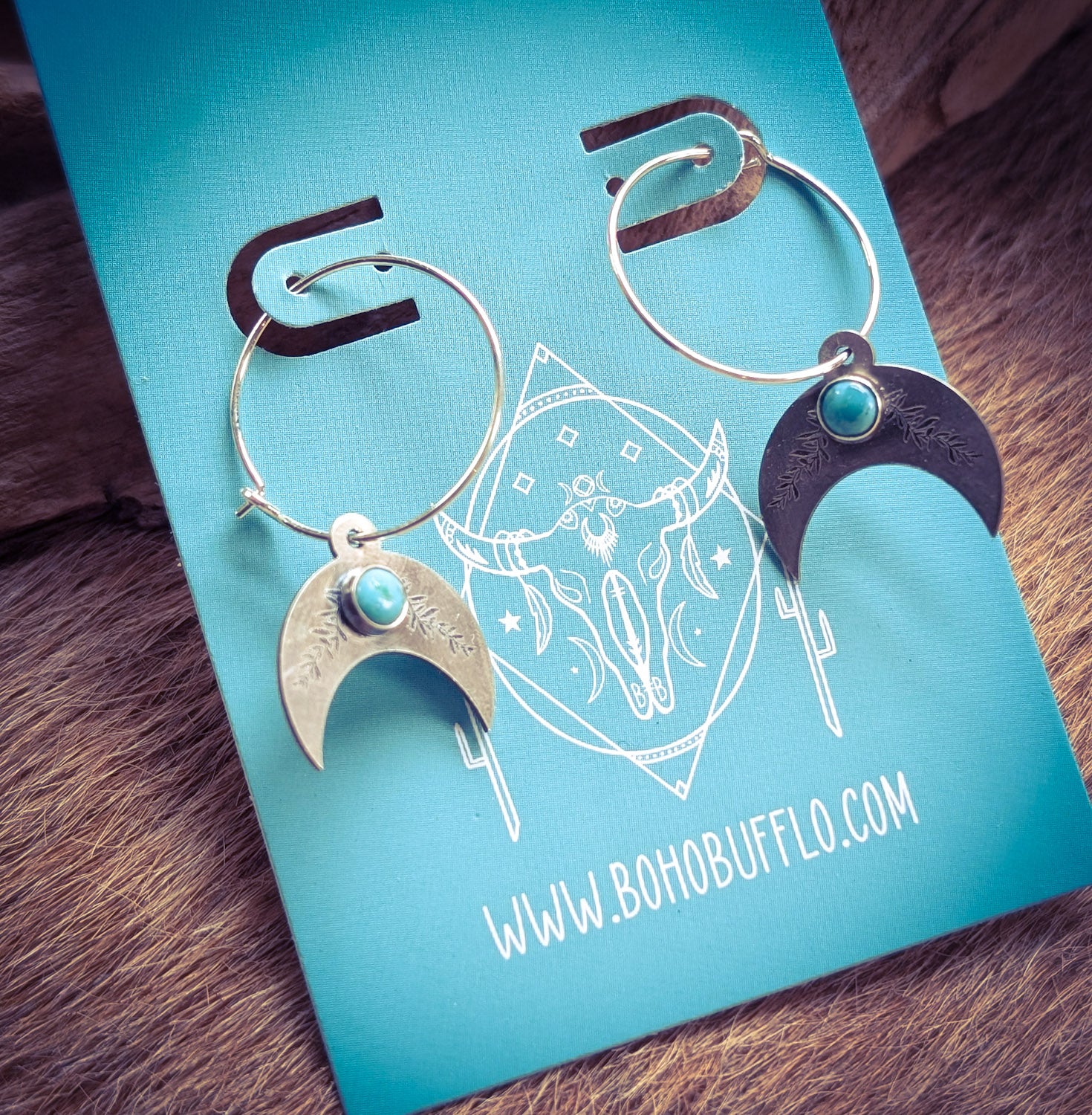 Turquoise Crescent Hoops
