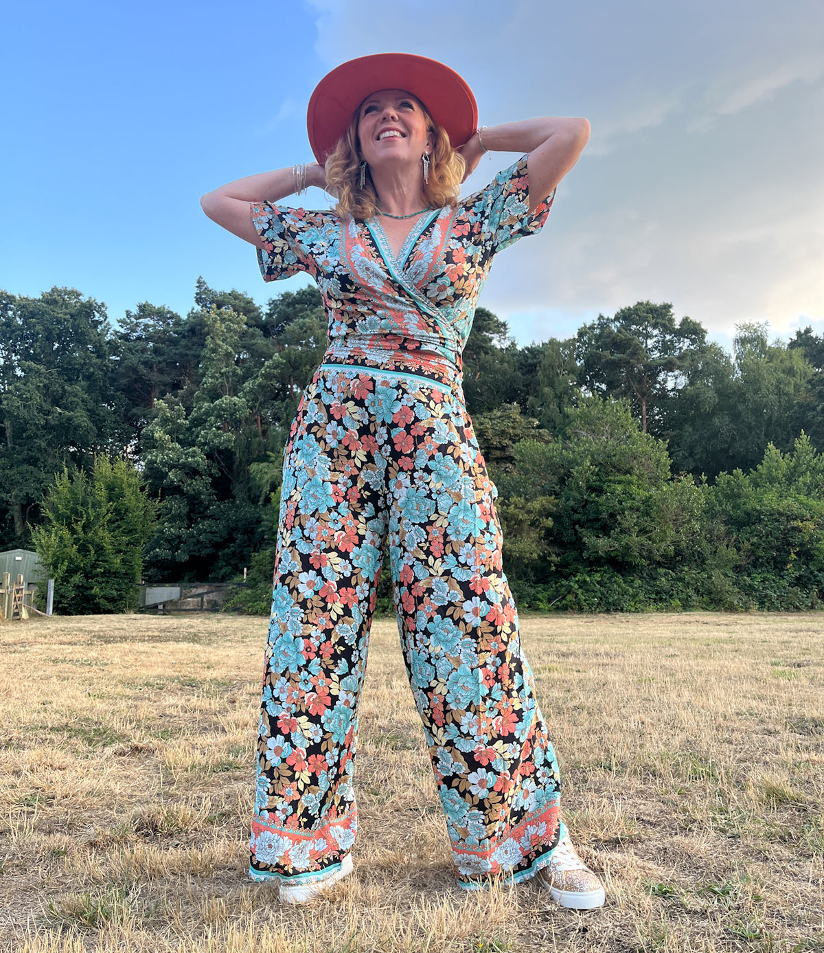 Peony Floral Wide Pant - Boho Buffalo Accessories