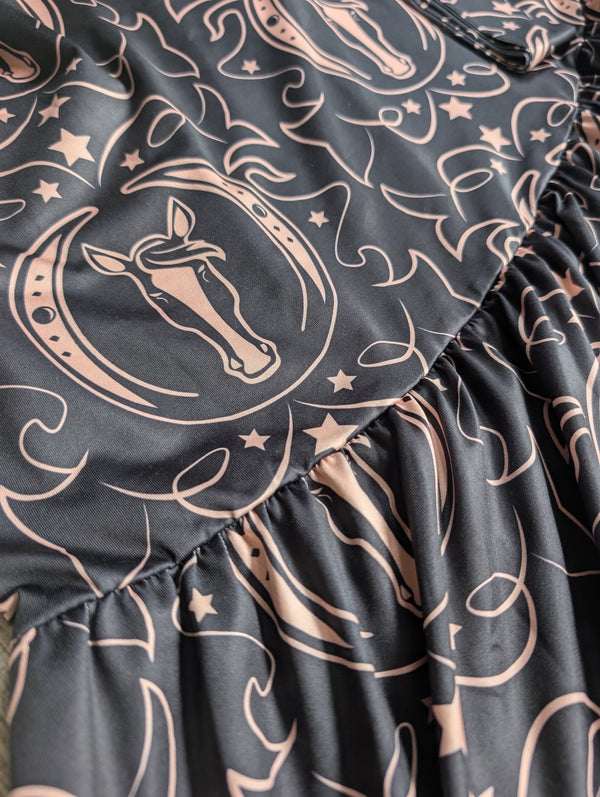 Black Horse Shoe Western Skirt