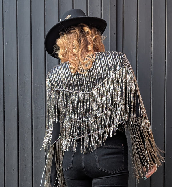 Beadwork Shimmer Fringe Jacket