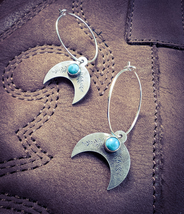 Turquoise Crescent Hoops