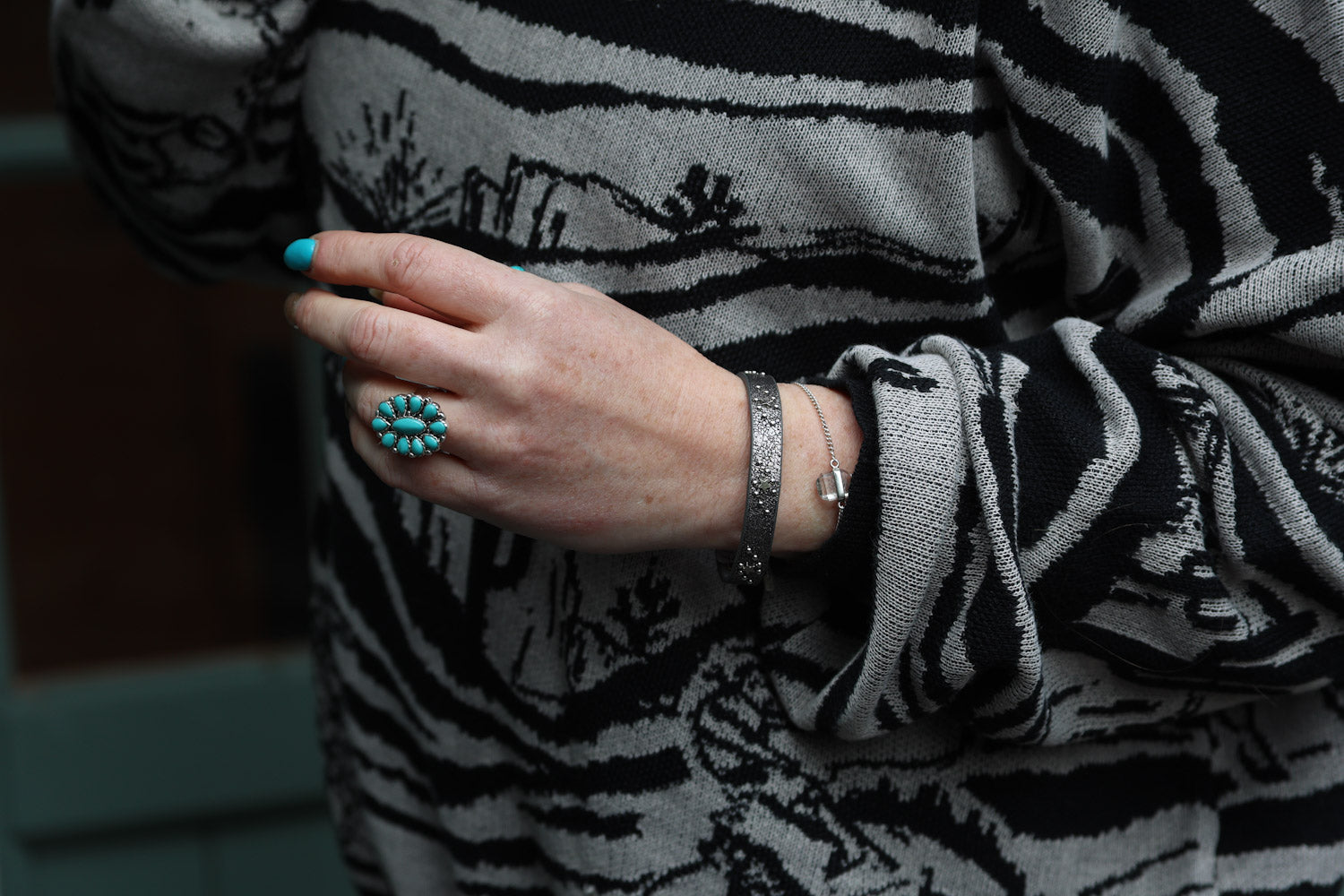 Turquoise Western Flower Ring - Boho Buffalo Accessories