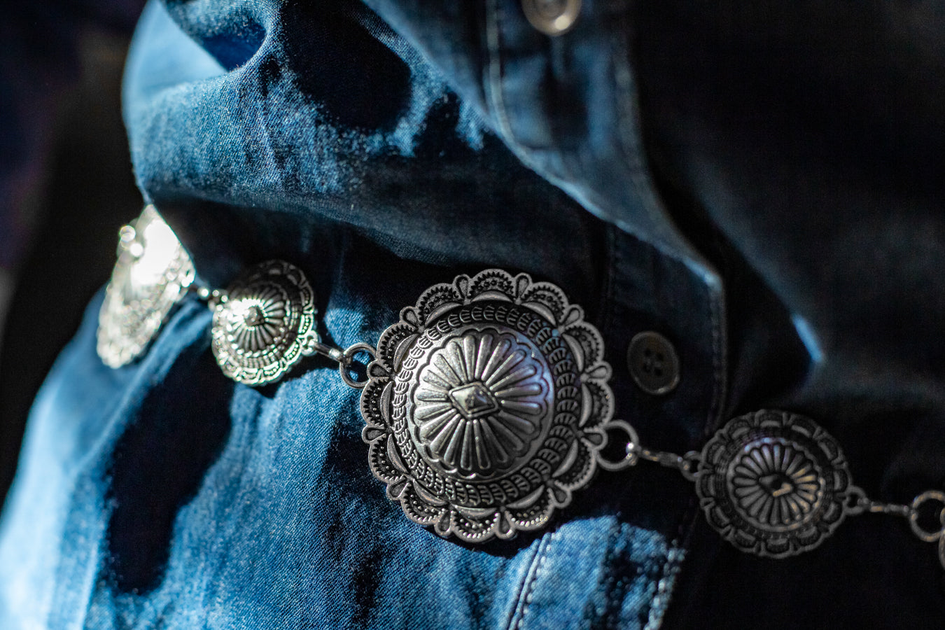 'Mini-Maxi' Silver Concho Belt - Boho Buffalo Accessories