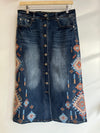 Western Embroidered Denim Skirt