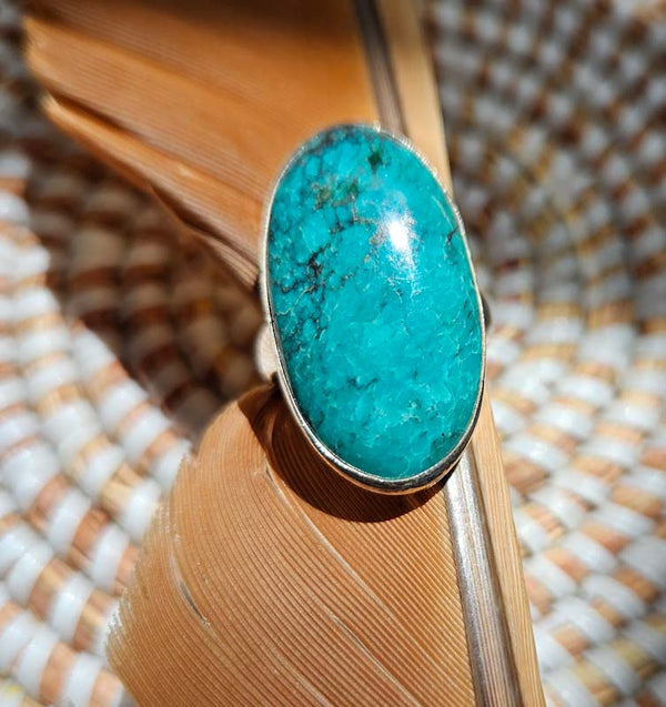 Genuine Turquoise Oval Ring