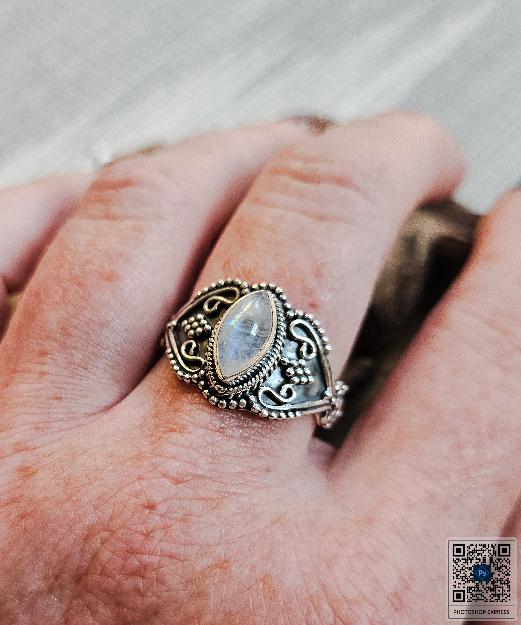 Moonstone Marquise Filigree Ring