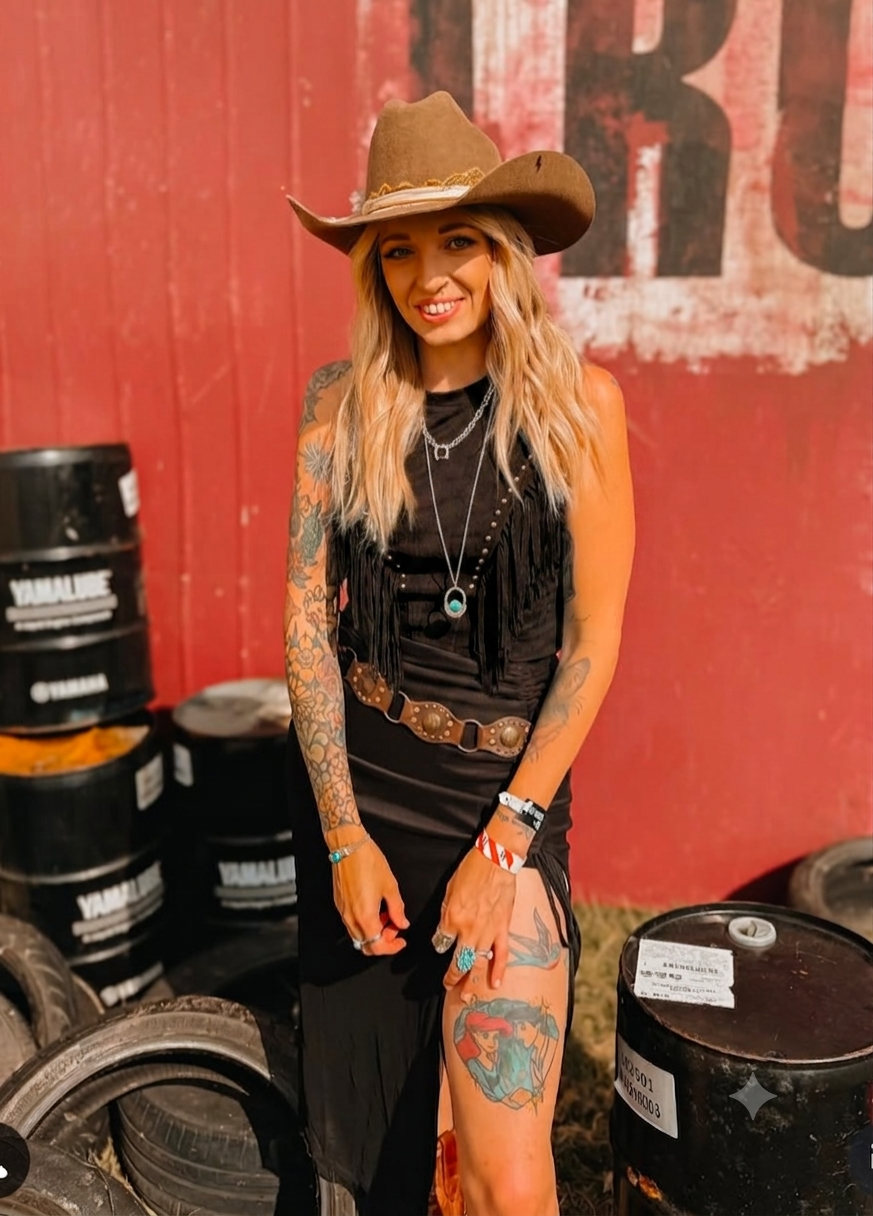 Black Fringe Studded Sleeveless Top