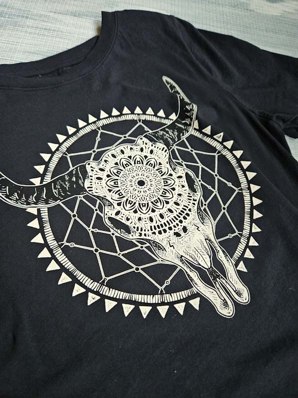 Black Longhorn Mandala Tee