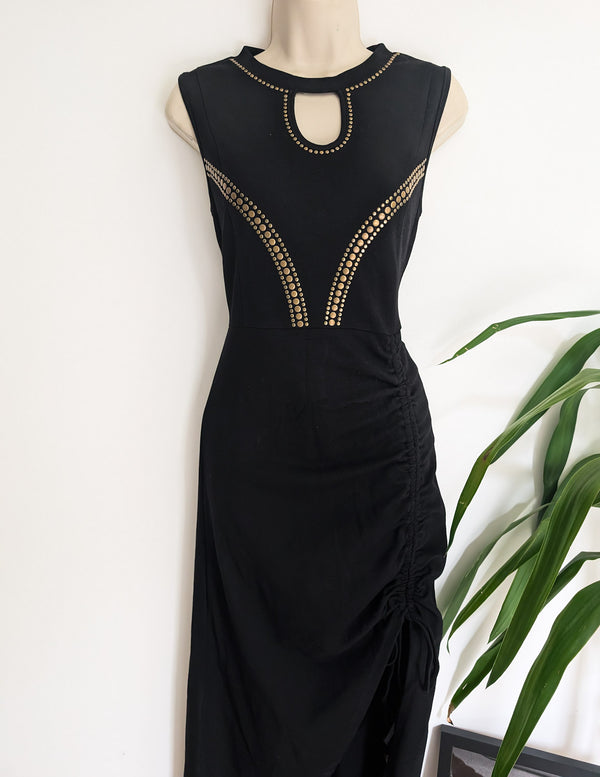 Black Studded Evening Halterneck Dress