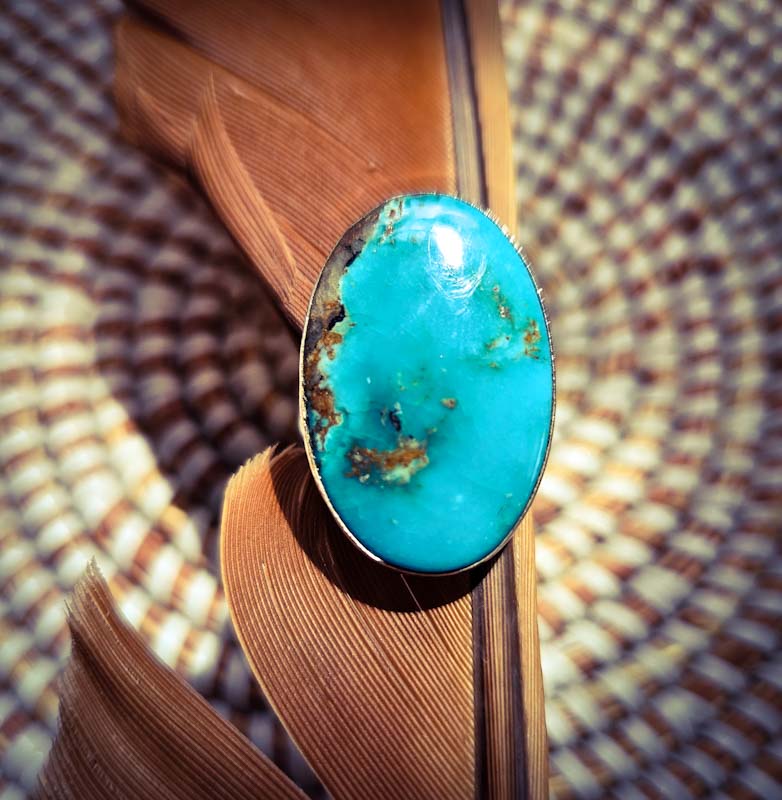 Genuine Turquoise Oval Ring