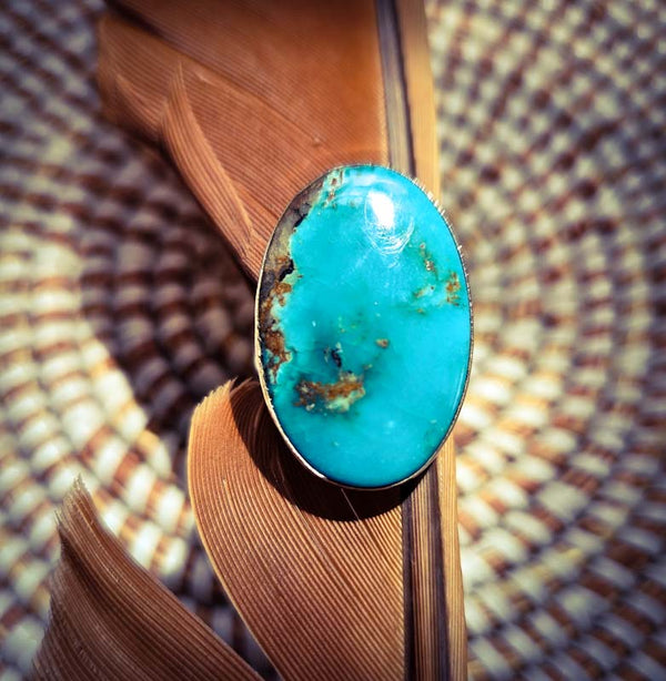 Genuine Turquoise Oval Ring