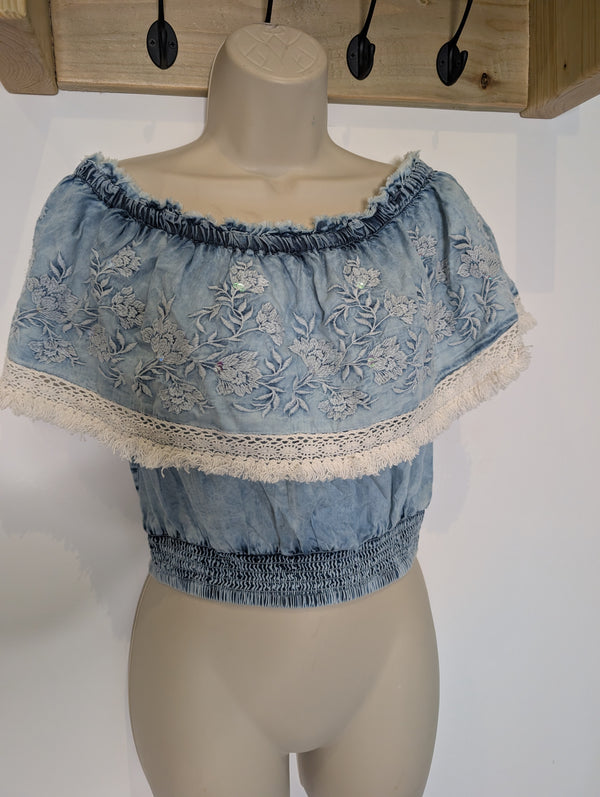 Boho Embroidered Crop Top S/M