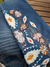 PRE ORDER SIZES: Western Flower Flare Jeans