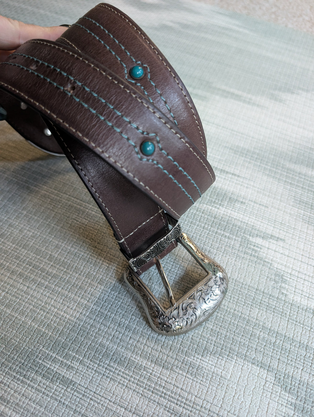 Leather BB Brown Studded Belt XL