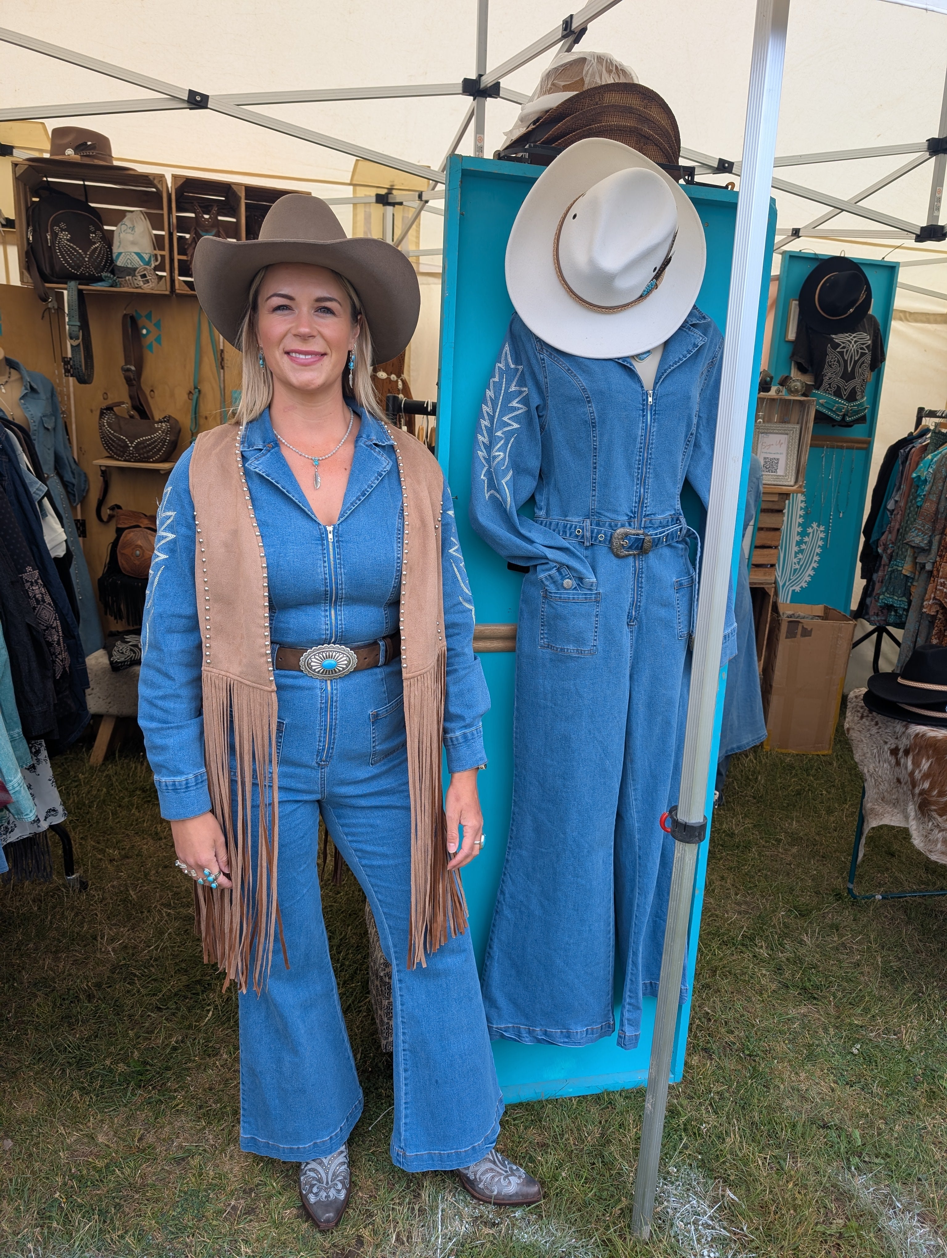 Western Stitch Flared Jumpsuit - Boho Buffalo Accessories