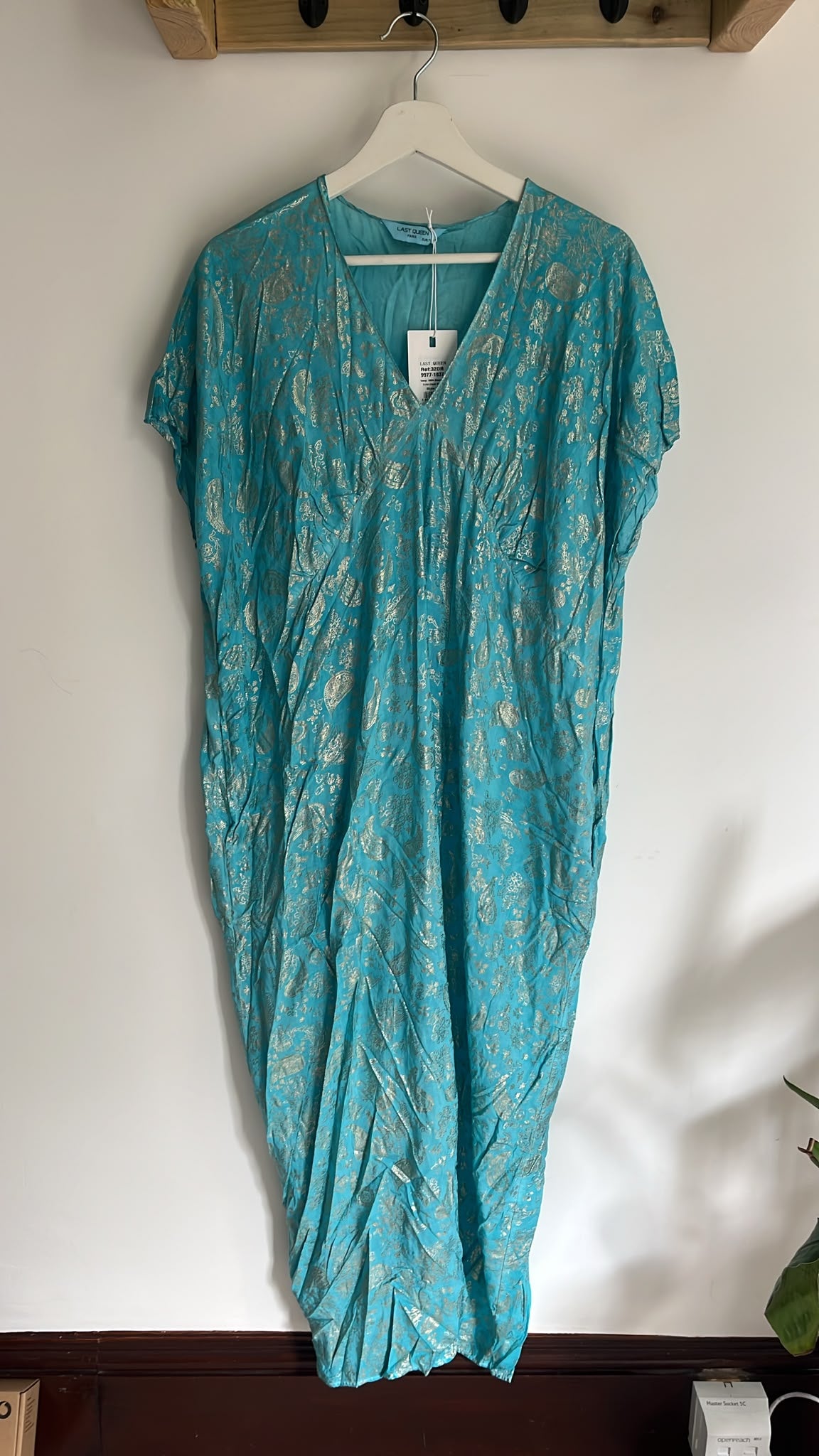 Turquoise Gold Slip Dress (OS)