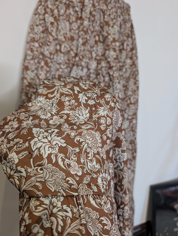 Brown Floral Maxi skirt L