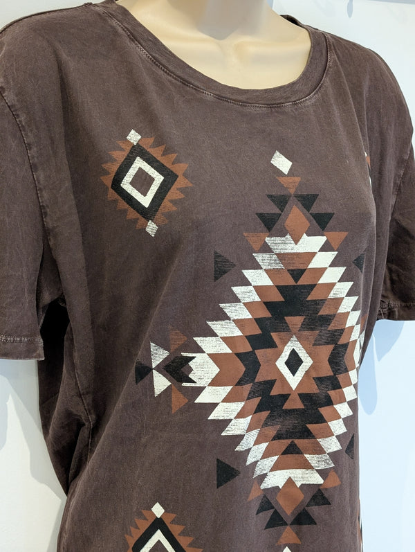 Brown Mineral Aztec Tee