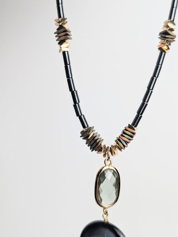 Gold Hematite Long Cosmic Necklace