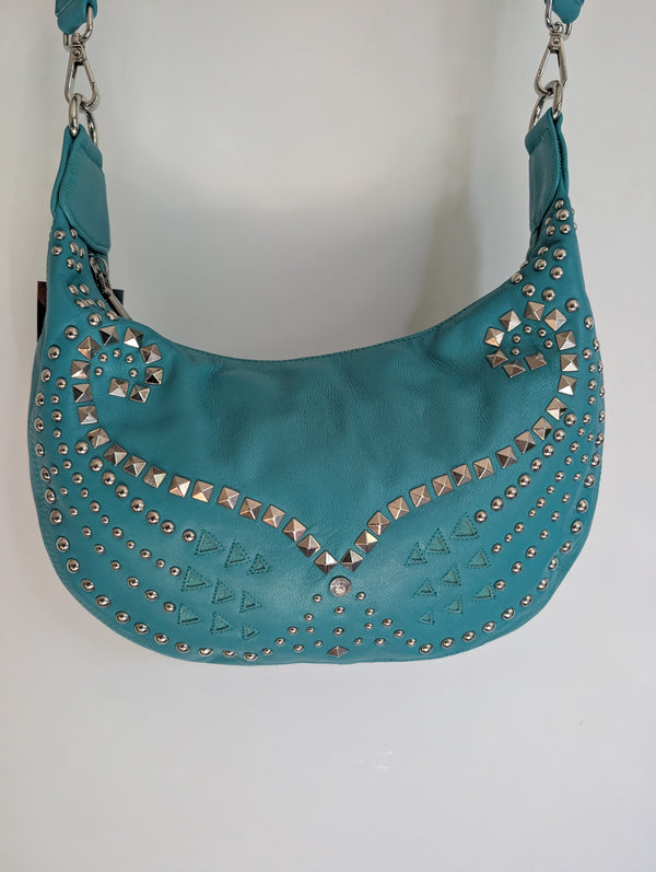 Turquoise Studded Leather Bag