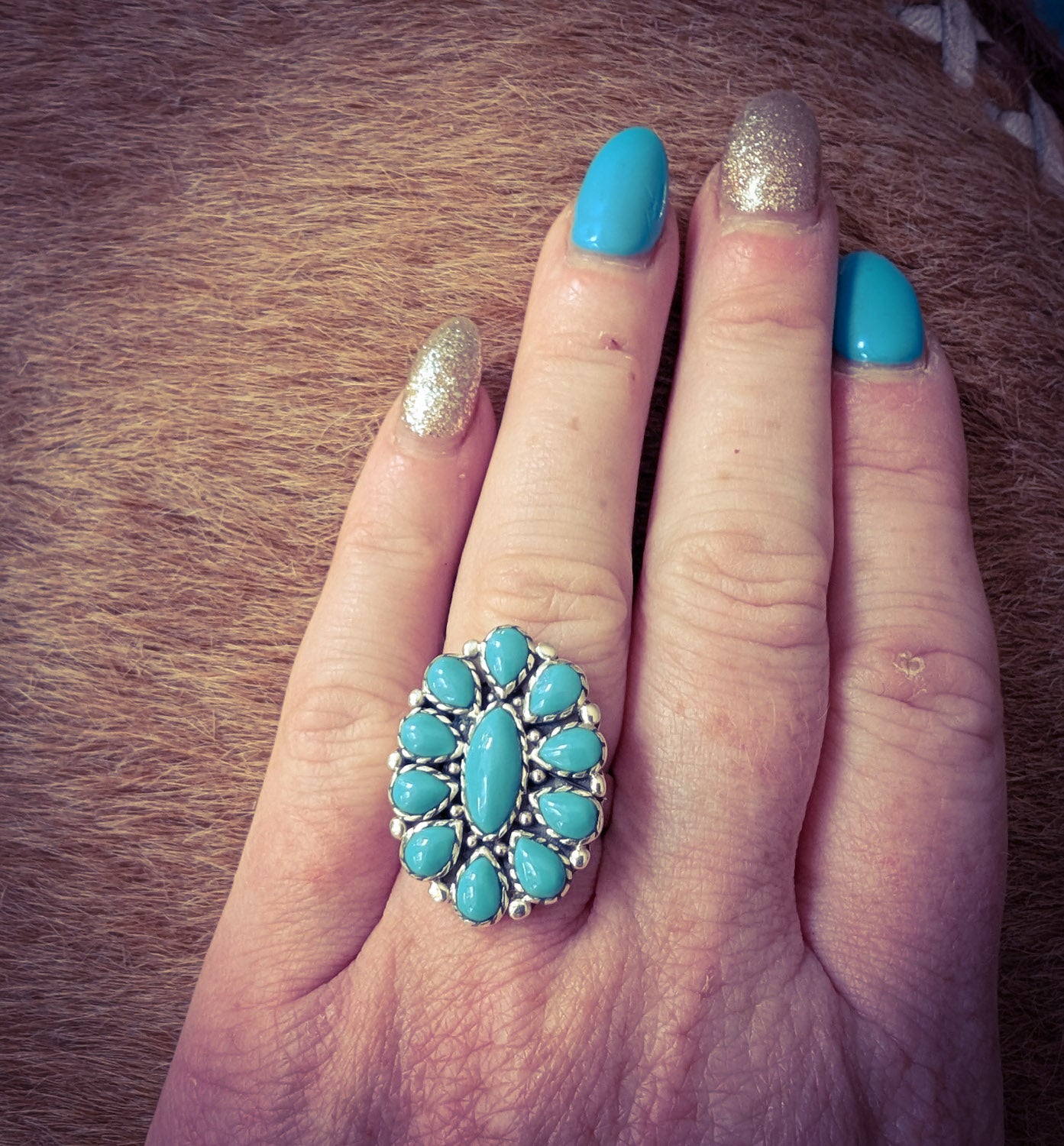 Turquoise Western Flower Ring - Boho Buffalo Accessories