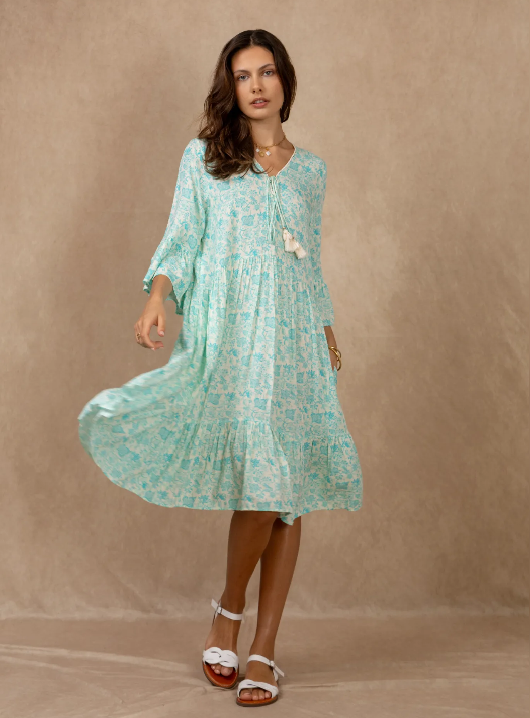Santorini Midi Long Sleeve Dress