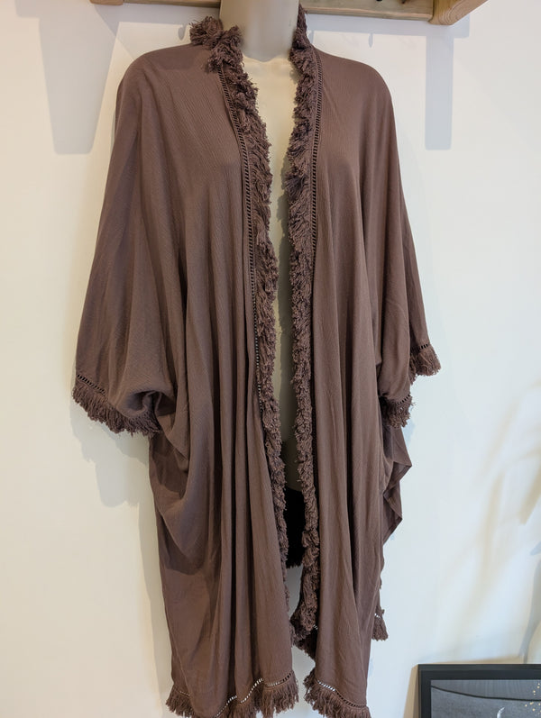 Brown Fringe Shawl M/L
