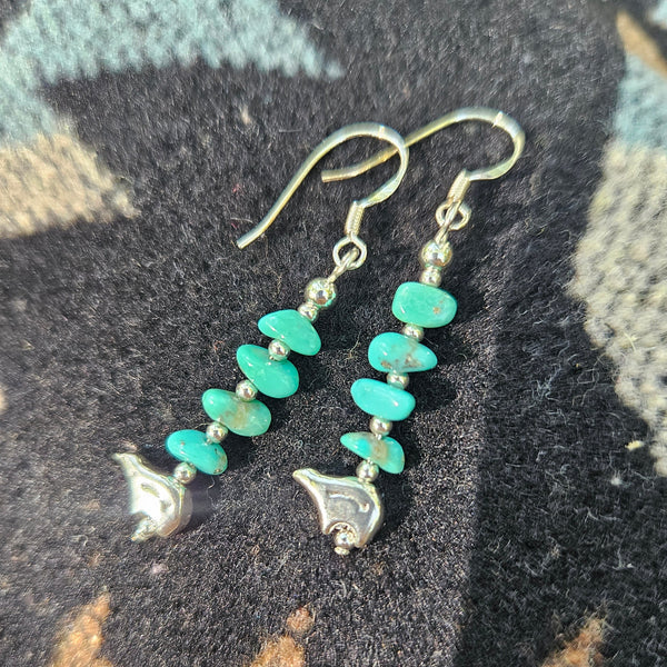 Turquoise Bear Nugget Earrings