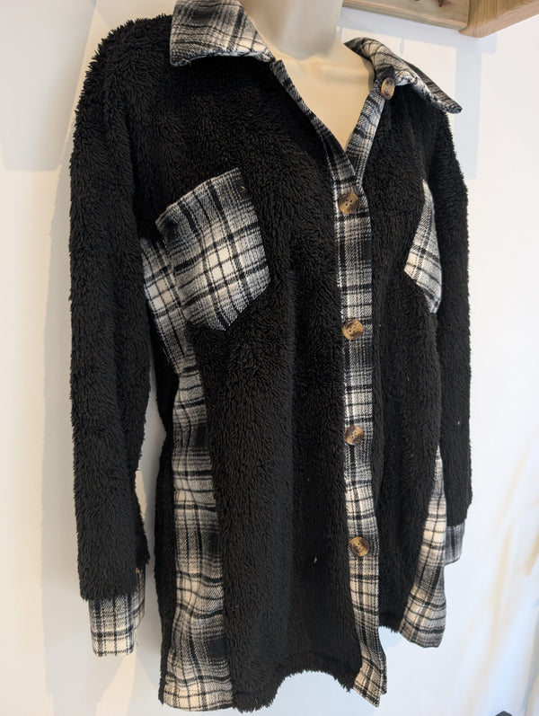 Black Plaid Soft Shacket L