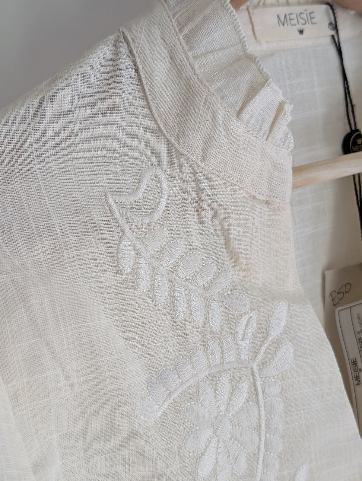 Boho Cream Embroidered Blouse (S)