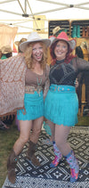 Turquoise Fringe Shorts/Skirt