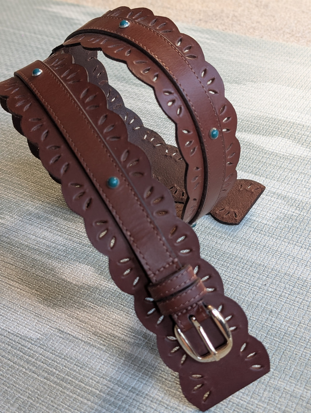 Floral Cut Out Leather Belt