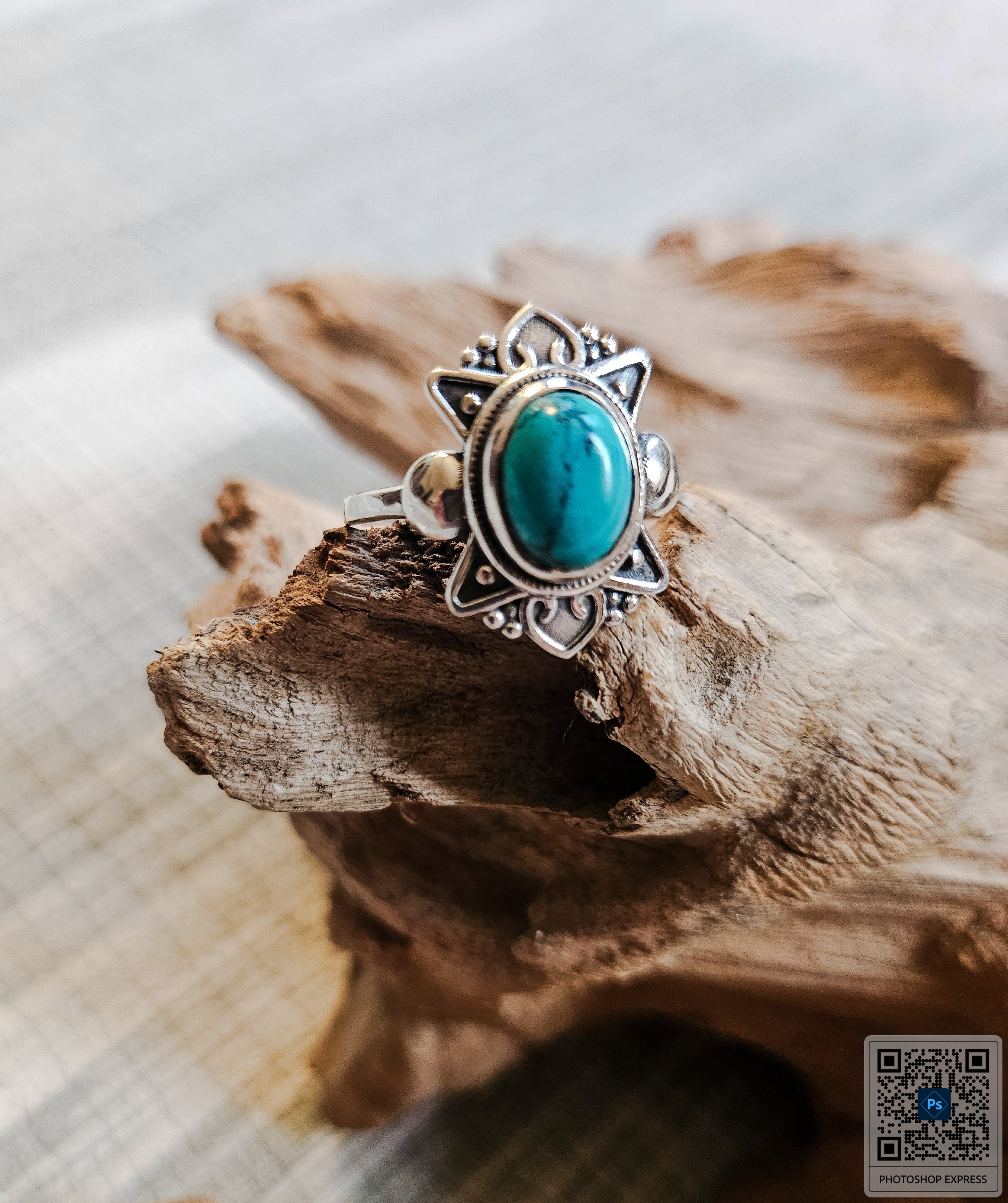 Blue Howlite Starburst Ring