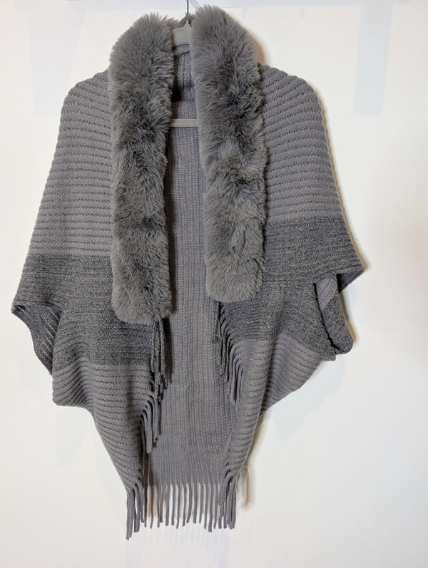 Grey Fringe Shawl o/s