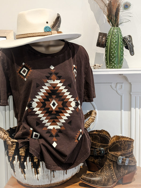 Brown Mineral Aztec Tee