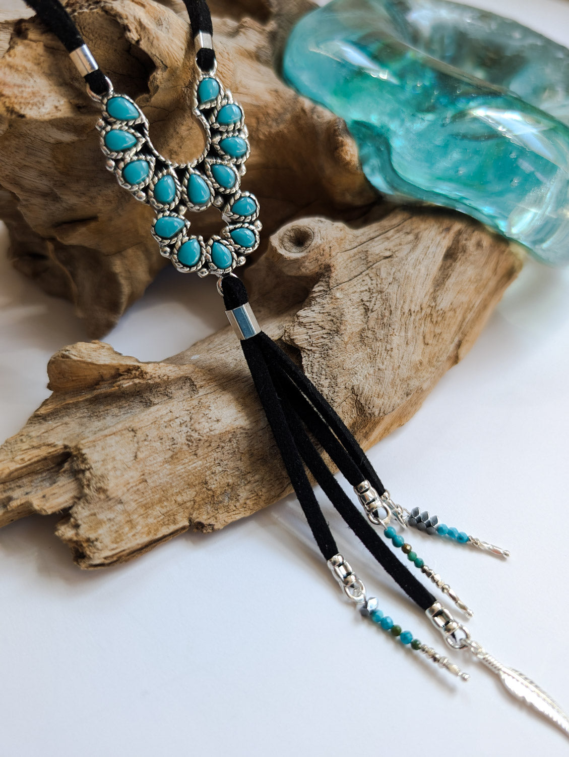 Turquoise Horseshoe Tassel Necklace - Boho Buffalo Accessories