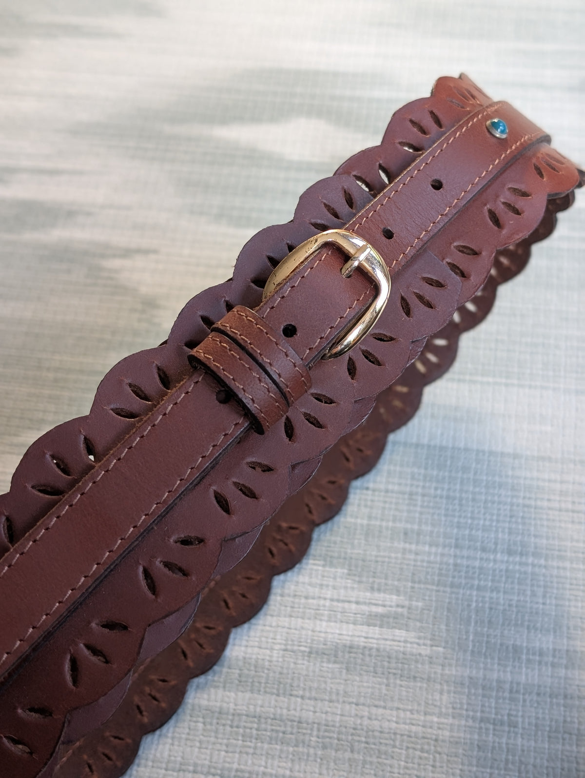 Floral Cut Out Leather Belt