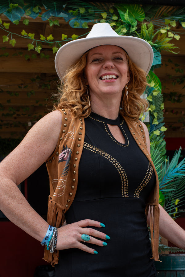 Black Studded Evening Halterneck Dress