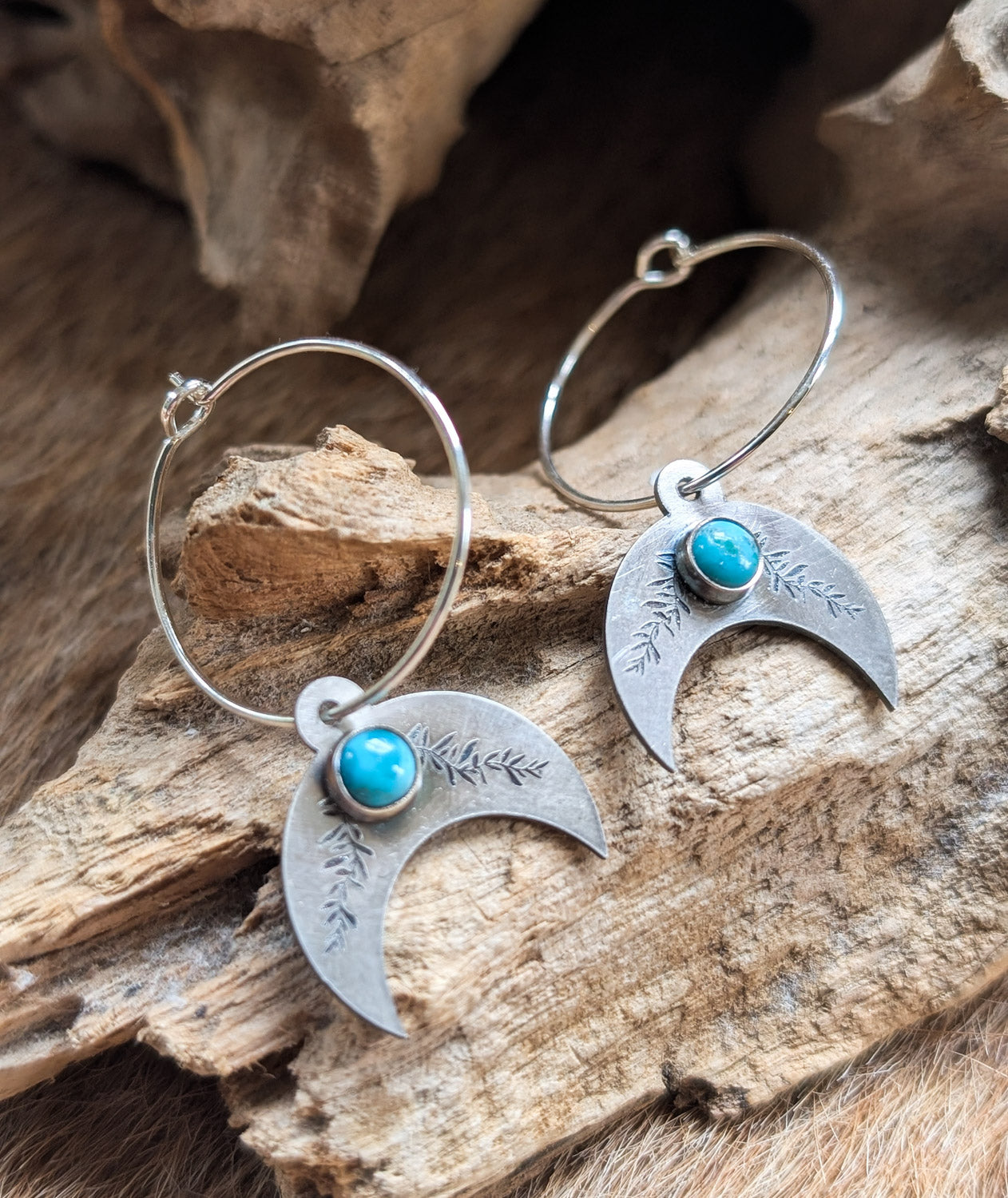 Turquoise Crescent Hoops