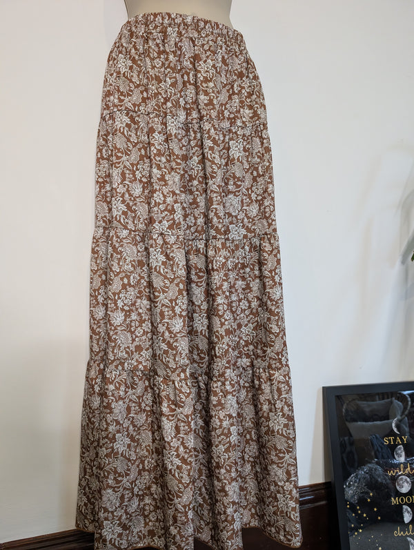 Brown Floral Maxi skirt L