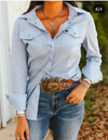 Pale Blue Western Shirt M