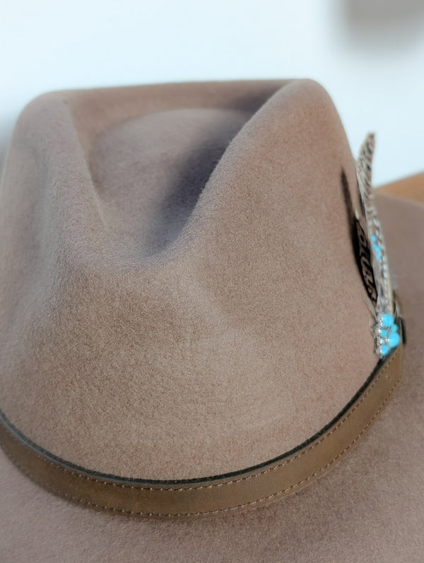 Brown Feather Fedora Hat