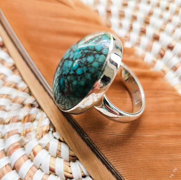 Genuine Turquoise Oval Ring