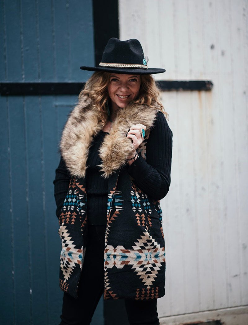 PRE ORDER: Black Aztec Fur Gilet