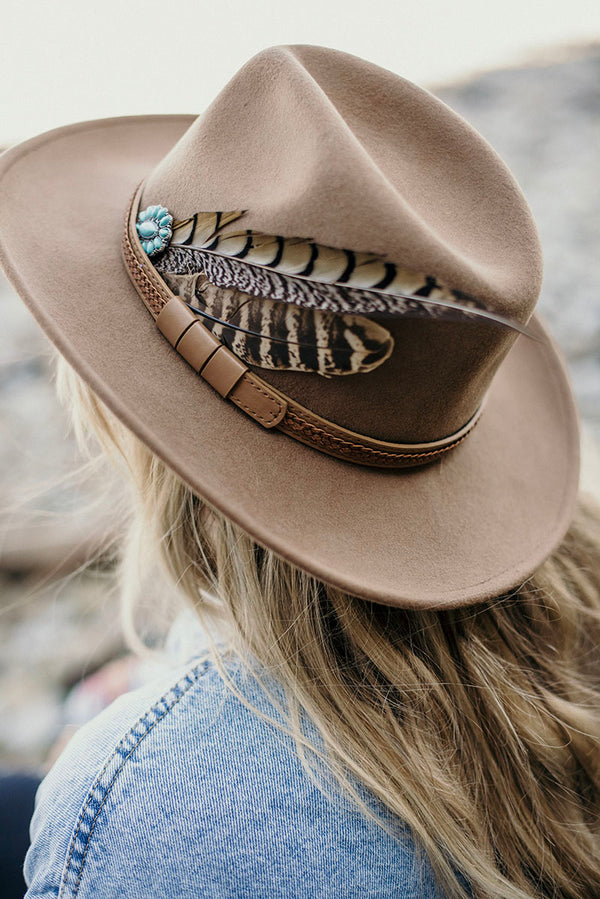 Brown Turquoise Flower Western Hat - Boho Buffalo Accessories