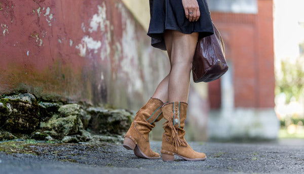 Tall Western Tan Fringed Boots